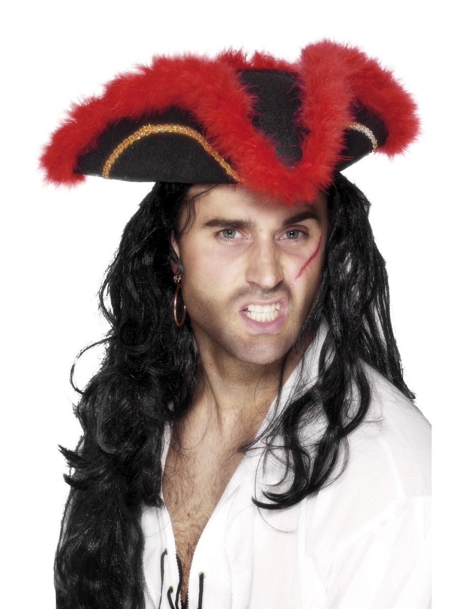 Click to view product details and reviews for Smiffys Pirate Tricorn Hat Red Feather Fancy Dress.