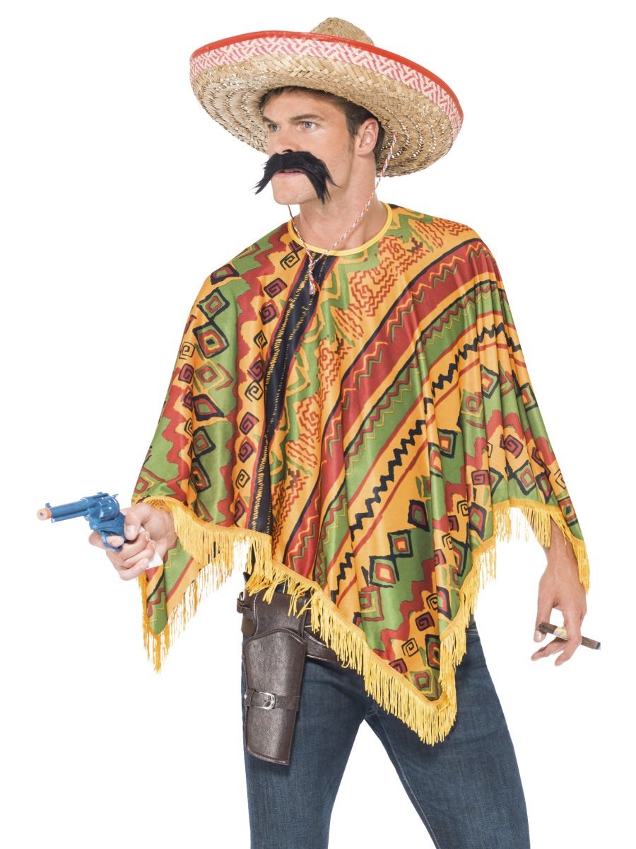 Smiffys Poncho Moustache Fancy Dress