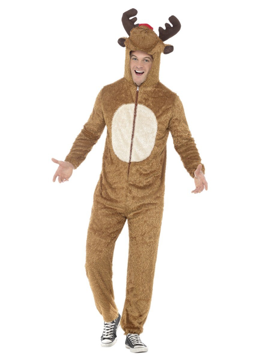 Click to view product details and reviews for Smiffys Reindeer Costume Brown With Hooded Jumpsuit Fancy Dress Large Chest 42 44.