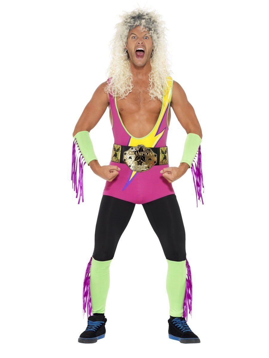 Photos - Fancy Dress Smiffys Retro Wrestler Costume - , Large (Chest 42-44)