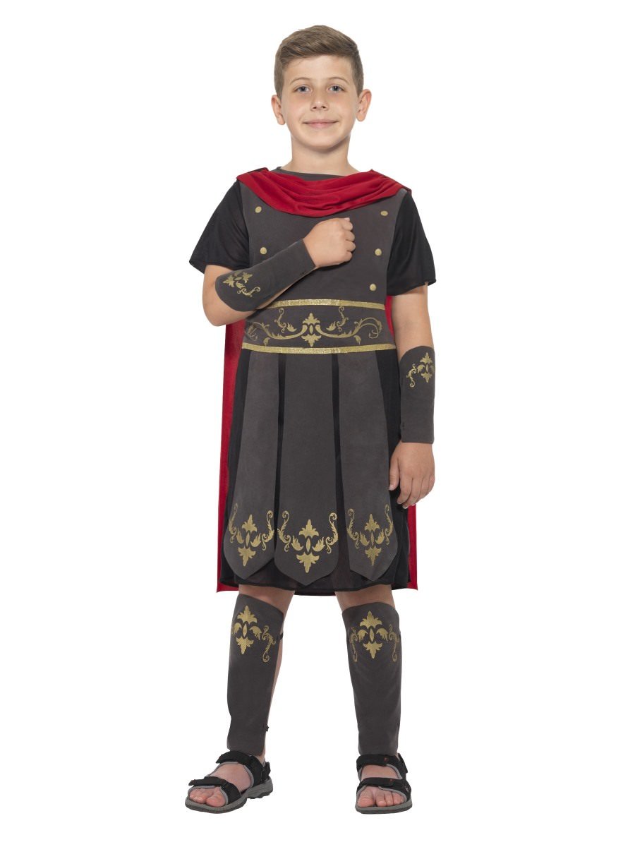 Smiffys Roman Soldier Costume Black Fancy Dress Tween Age 13 14