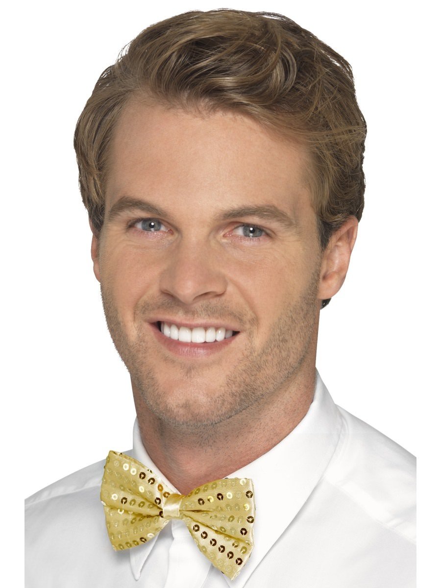 Click to view product details and reviews for Smiffys Sequin Bow Tie Gold Fancy Dress.