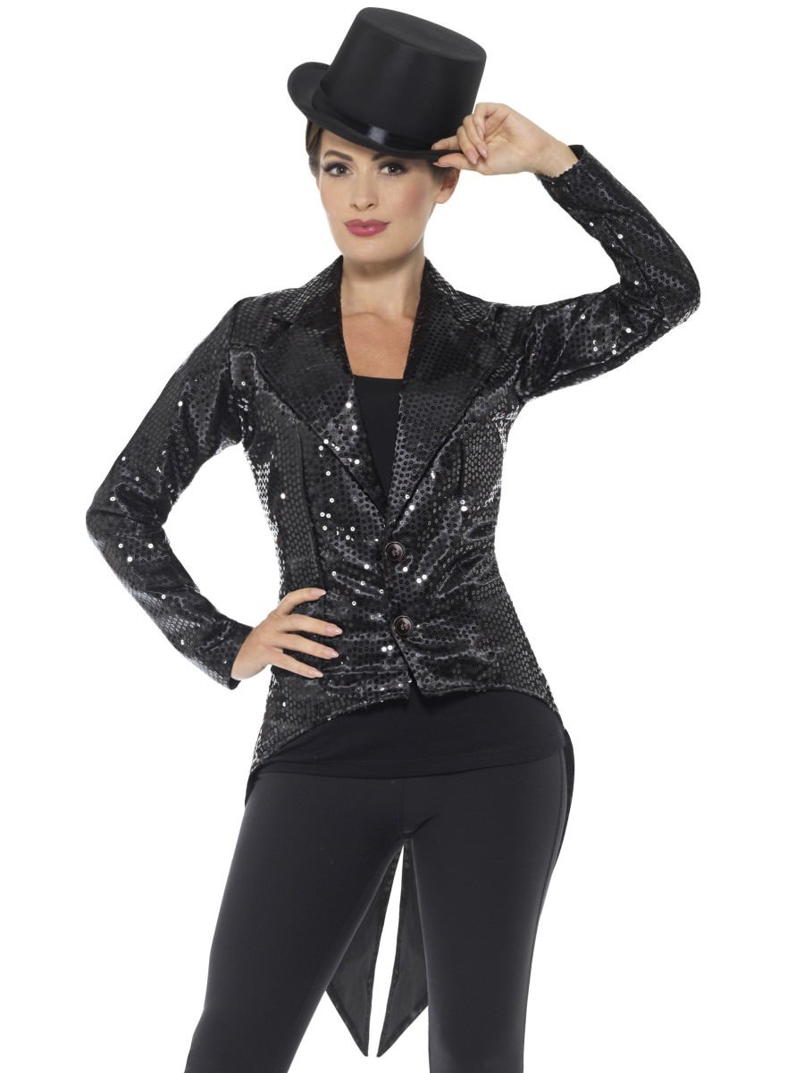 Click to view product details and reviews for Smiffys Sequin Tailcoat Jacket Ladies Black Fancy Dress Large Uk 16 18.