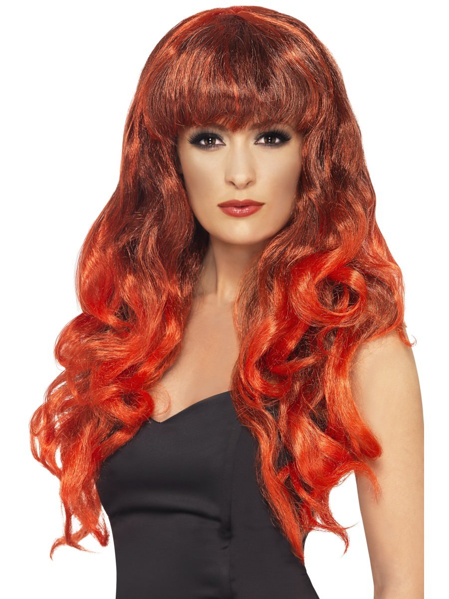 Smiffys Siren Wig Red Black Fancy Dress