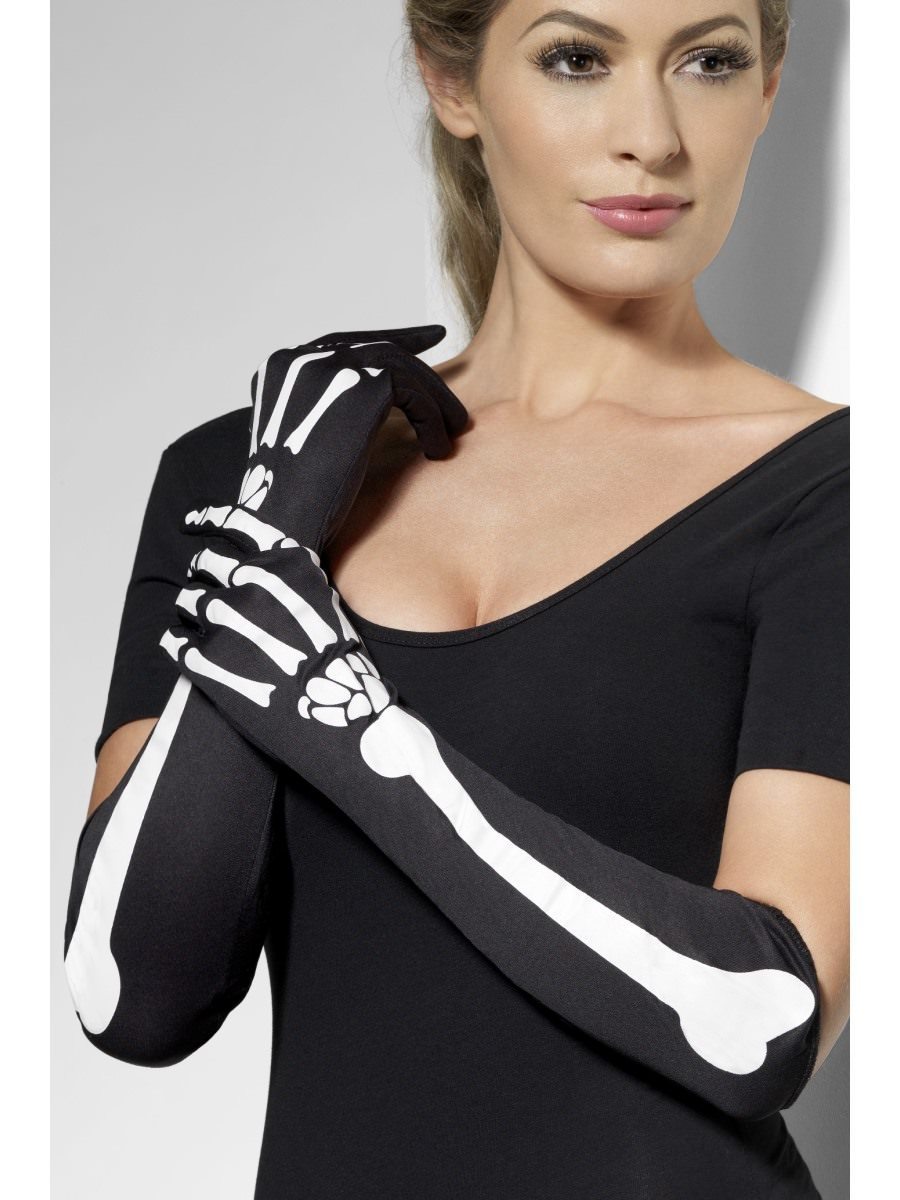 Smiffys Skeleton Gloves Fancy Dress