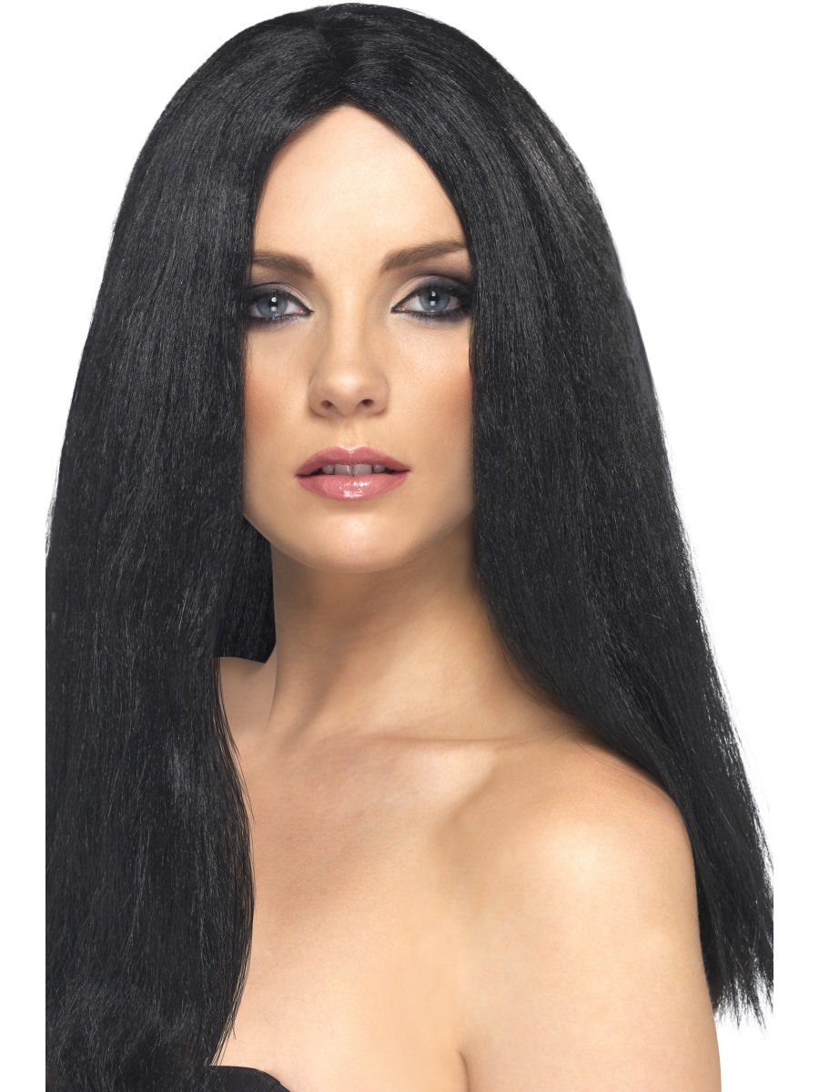 Smiffys Star Style Wig Black Fancy Dress