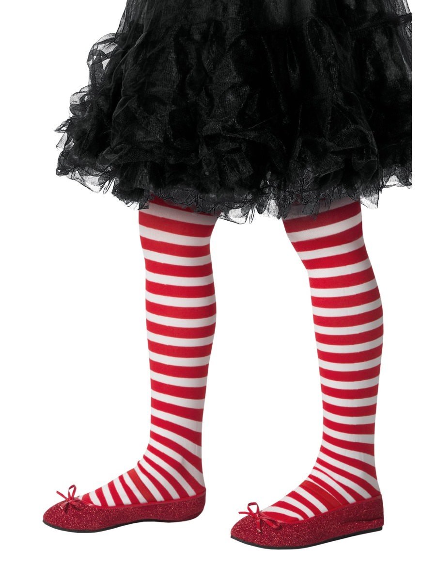 Smiffys Striped Tights Childs Red White Fancy Dress