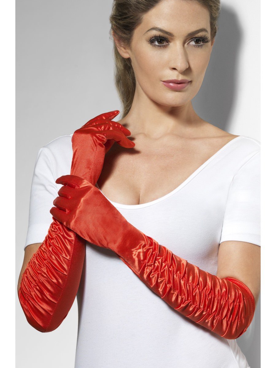 Smiffys Temptress Gloves Red Fancy Dress