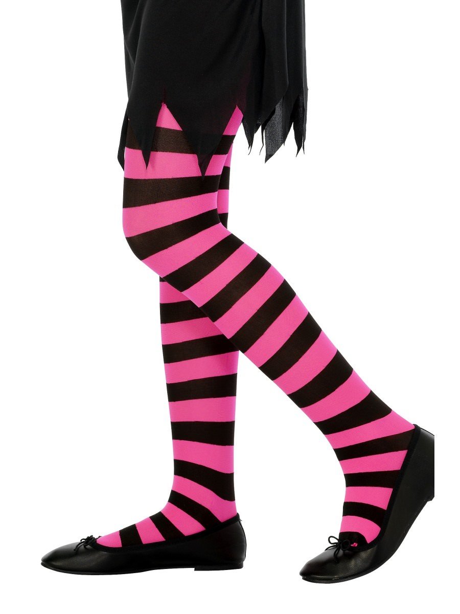Click to view product details and reviews for Smiffys Tights Black Fuchsia Age 6 12 Fancy Dress.