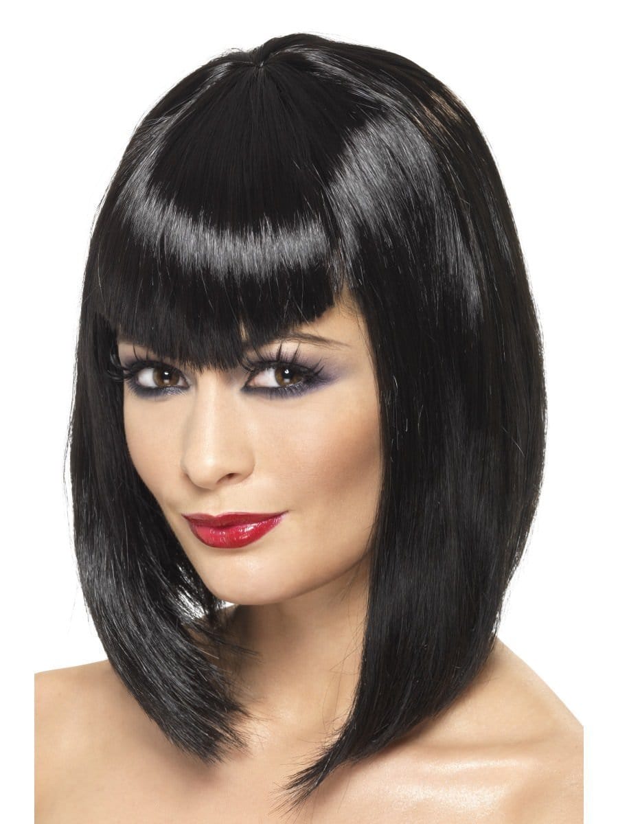 Smiffys Vamp Wig Black Short With Fringe Fancy Dress