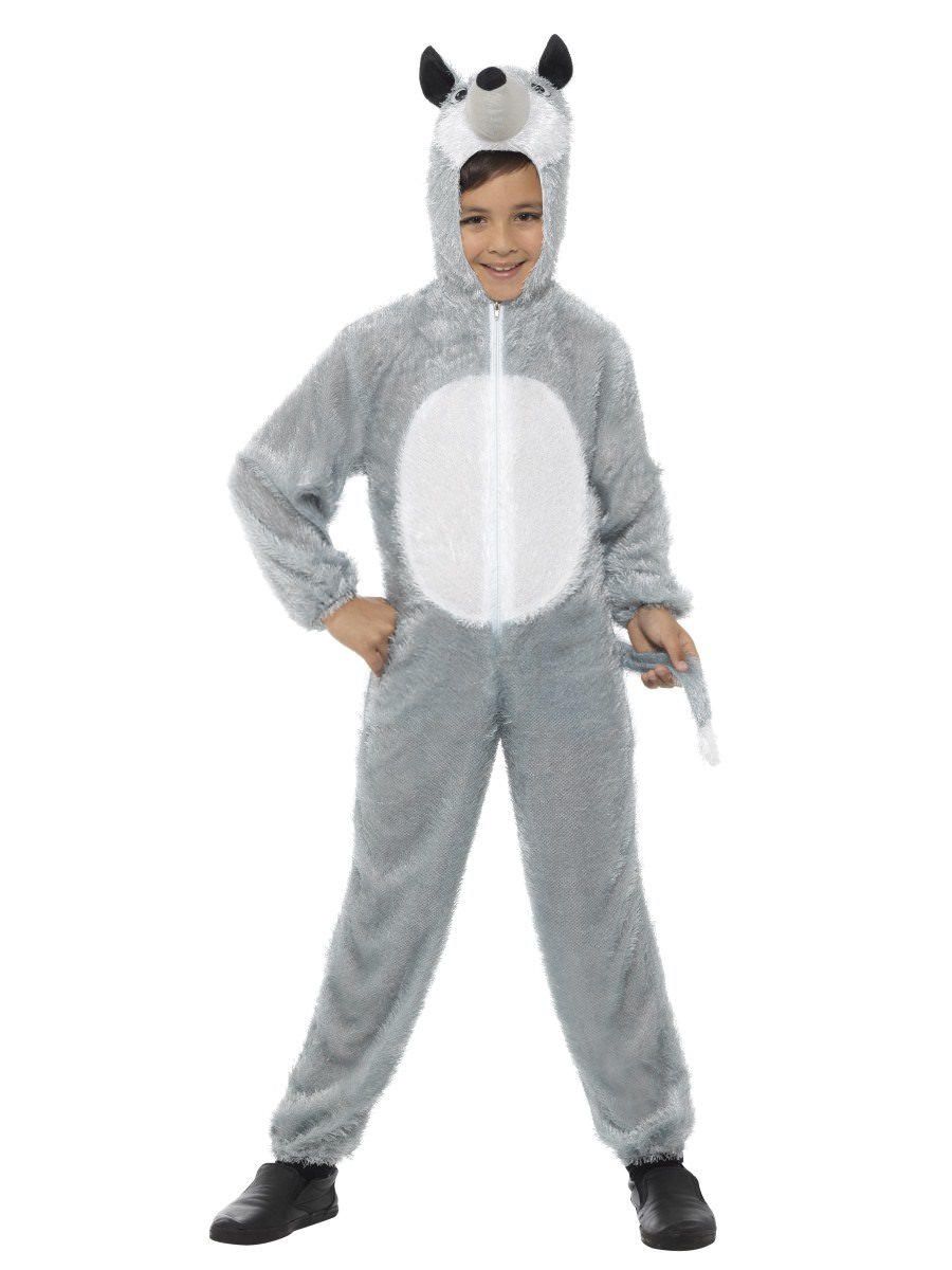 Smiffys Wolf Costume Child With Hooded Jumpsuit Fancy Dress Medium Age 7 9