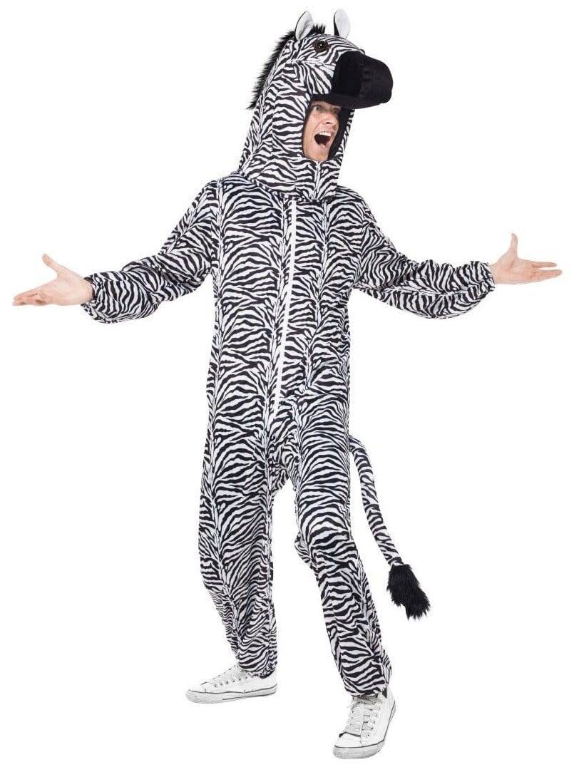 Smiffys Zebra Costume With Bodysuit And Hood Fancy Dress