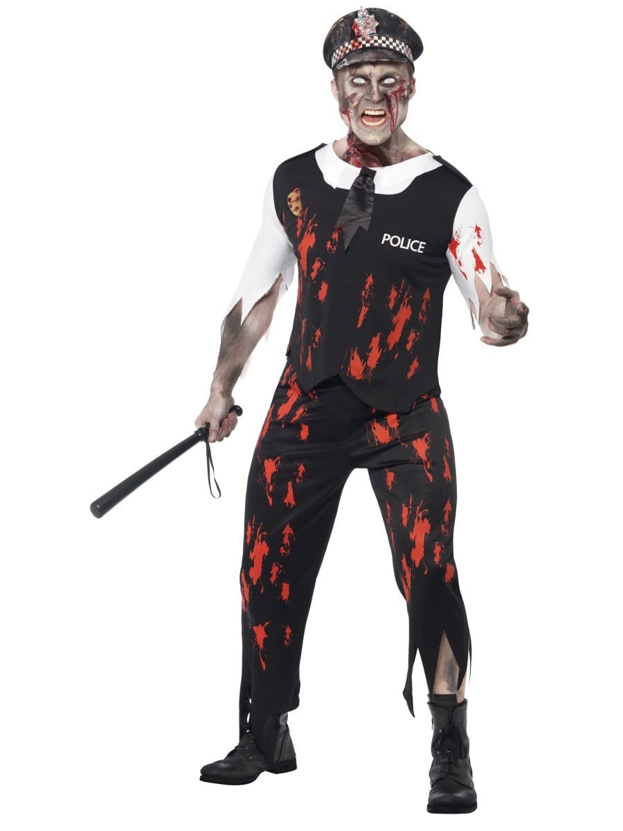 Smiffys Zombie Policeman Adult Costume Fancy Dress Large Chest 42 44