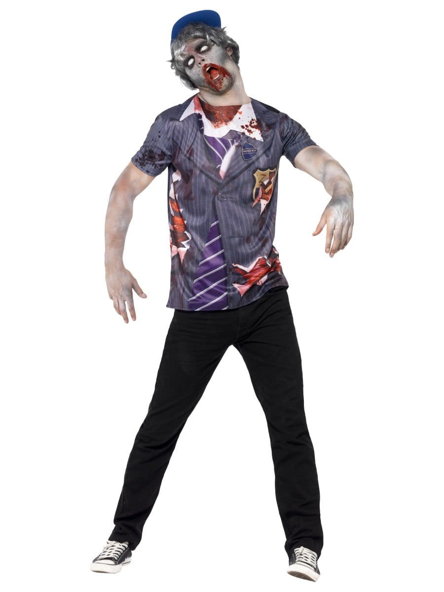 Smiffys Zombie School Boy Adult Mens T Shirt Fancy Dress Medium Chest 38 40