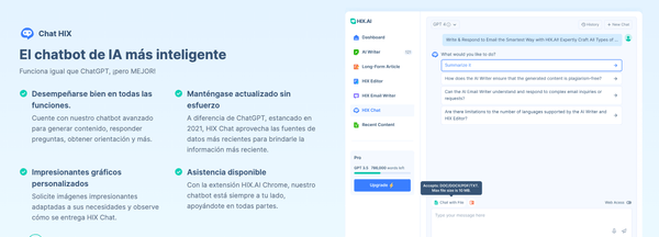 Chat HIX El chatbot de IA más inteligente  Funciona igual que ChatGPT, ¡pero MEJOR!