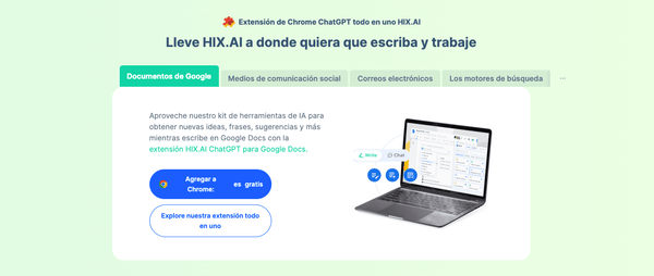 Extensión de Chrome ChatGPT todo en uno HIX.AI Lleve HIX.AI a donde quiera que escriba y trabaje