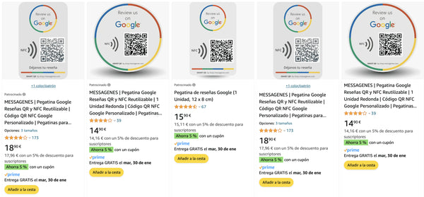 Pegatinas con QR para dejar reseñas en Google Maps
