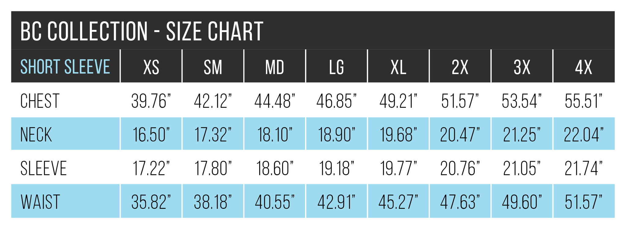 Size Chart – BC Bags