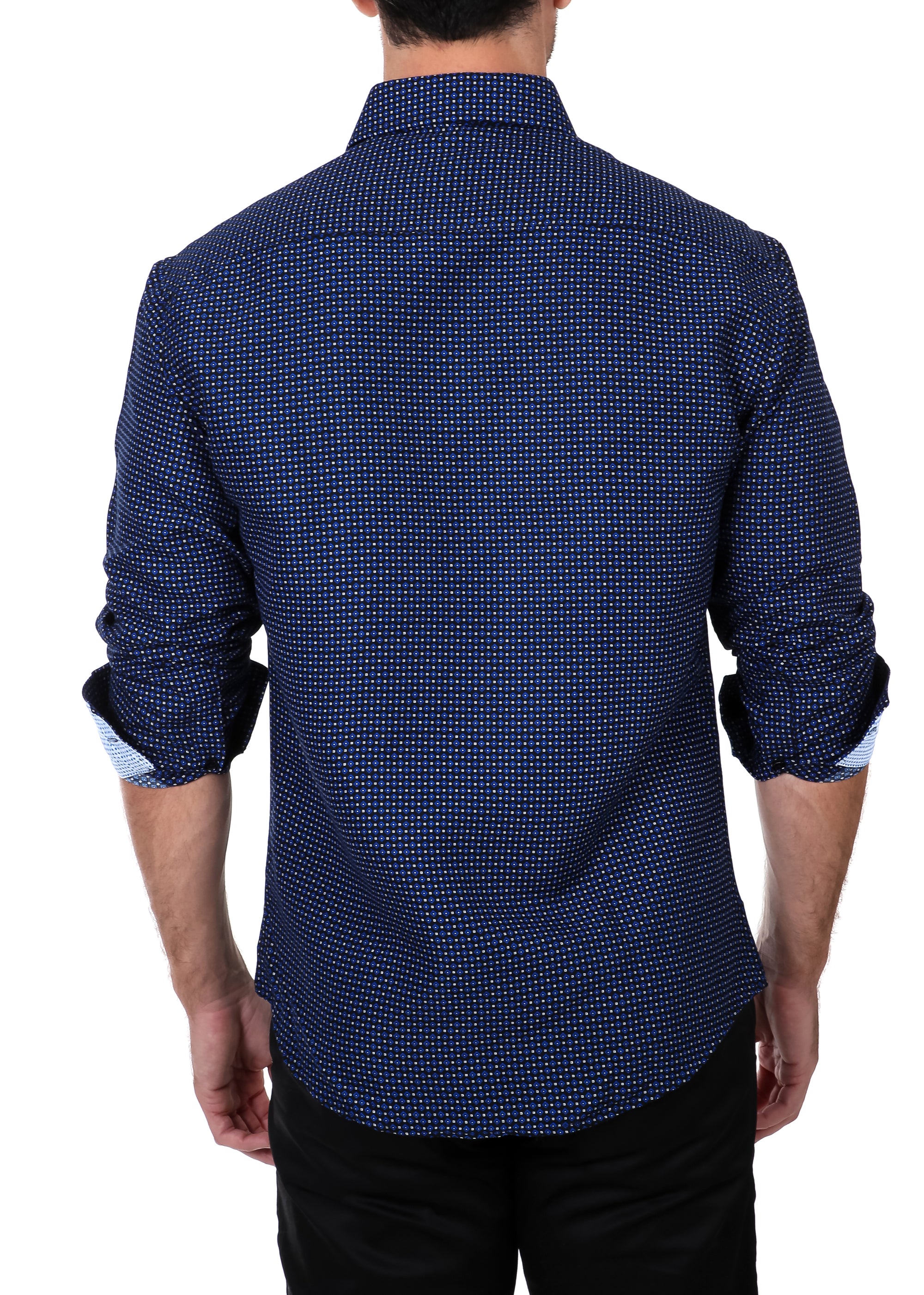 182394 Blue Button Up Long Sleeve Dress Shirt– BC Collection