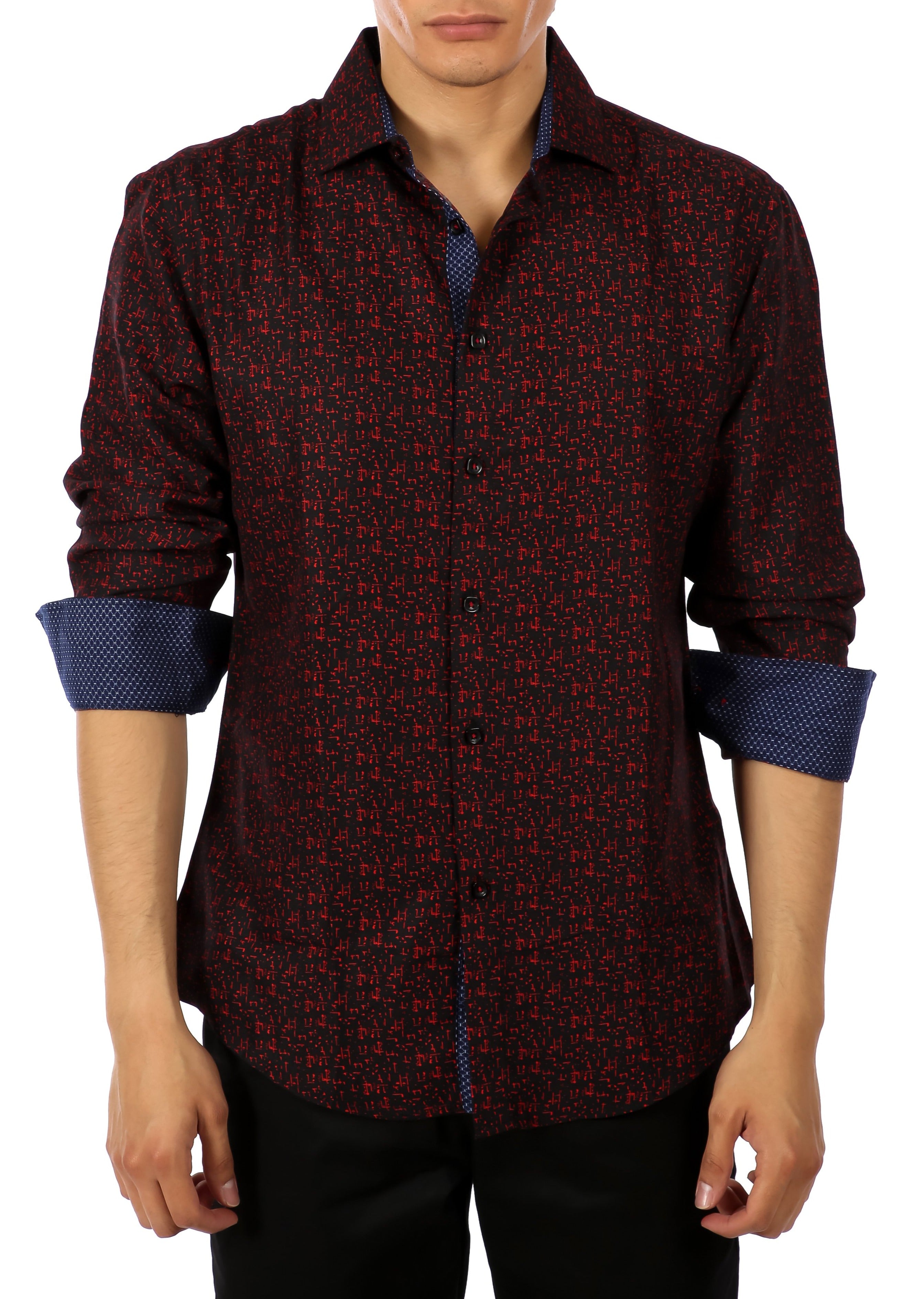 mens red button up