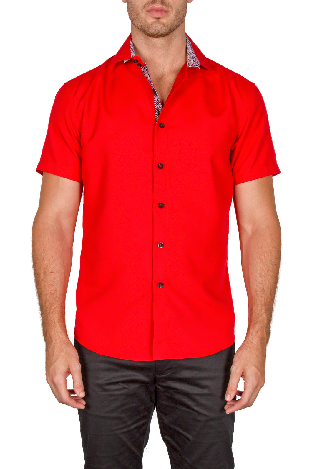 182020 - Red Button Up Short Sleeve Dress Shirt – BC Collection