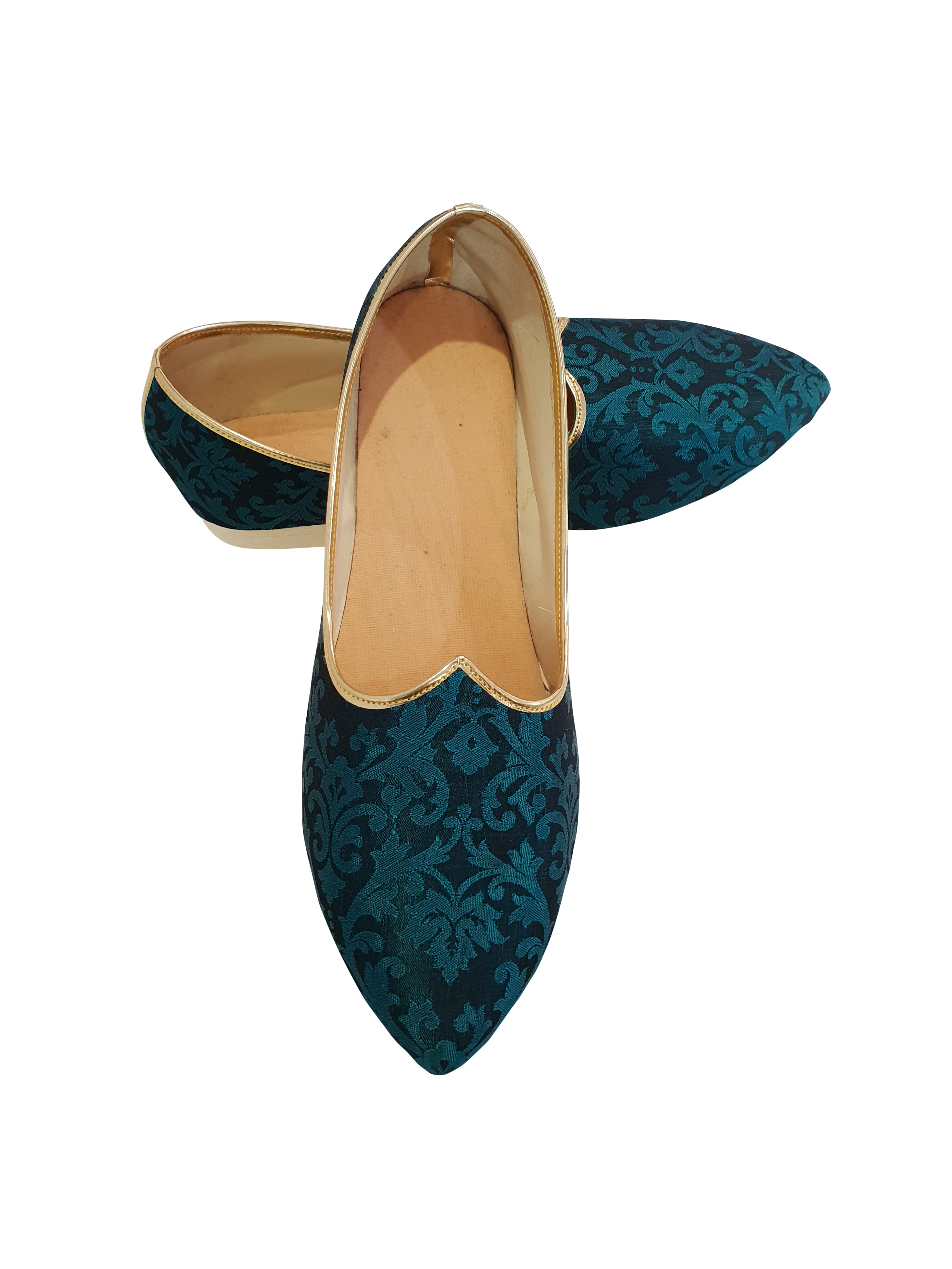 Jade Green Brocade Printed Shoes 