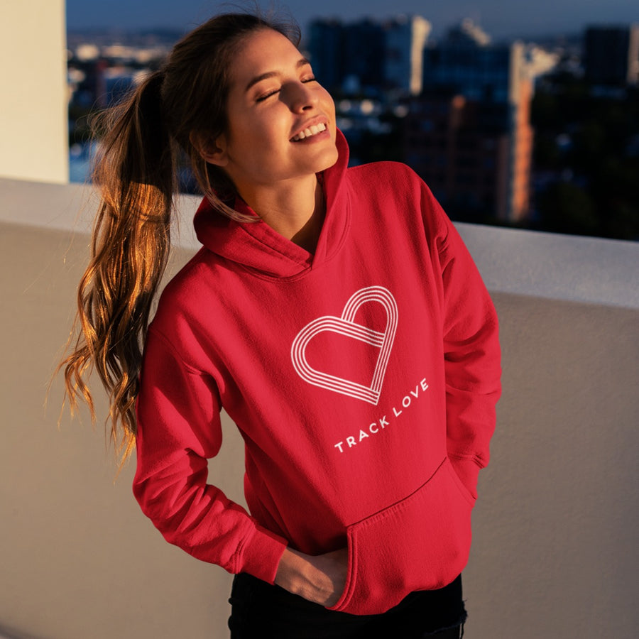 girl in red hoodie