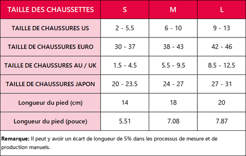 guide taille chaussettes personnalisées