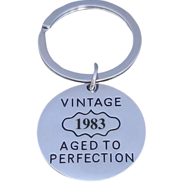 40th Birthday Keychain, Vintage 1983 Aged to Perfection Keychain ...