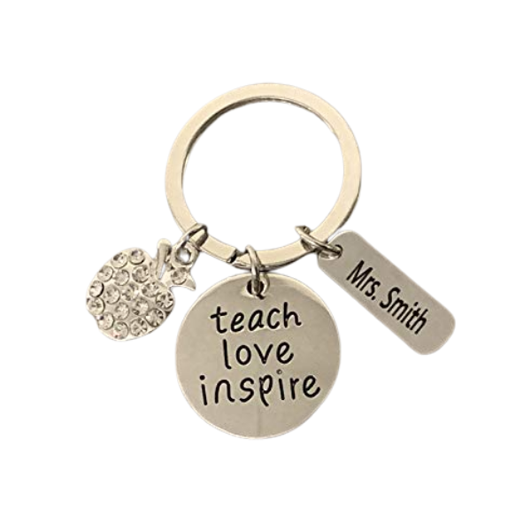 Personalized Teacher Keychain with Engraved Name Charm, Teach Love ...