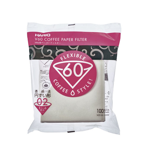 Hario V60 Paper Coffee Filters Size 02 100 Tabbed White Docent Coffee