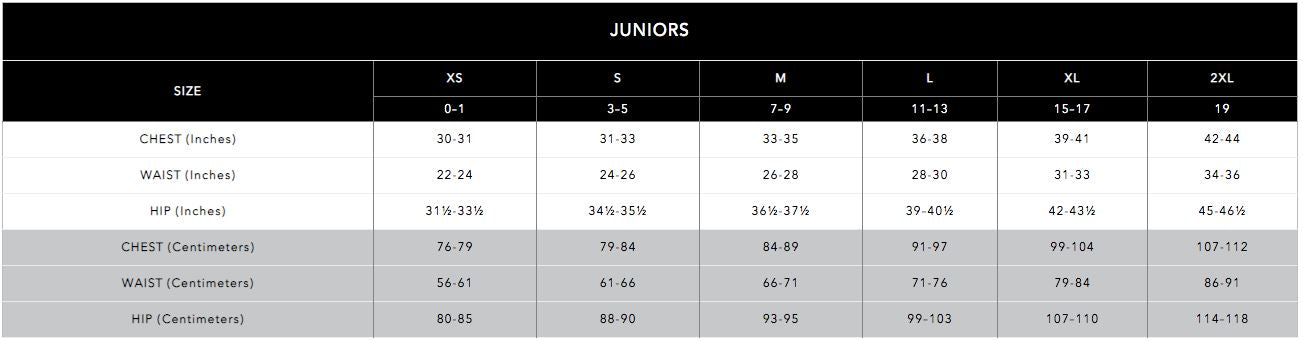 Augusta Sportswear Juniors Sizing Chart