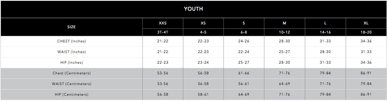 Augusta Sportswear Youth Sizing Chart