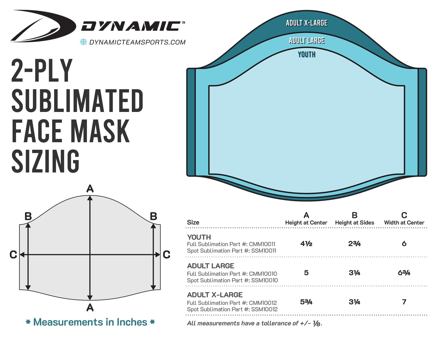 Dynamic Team Sports Face Masks Sizing Guide