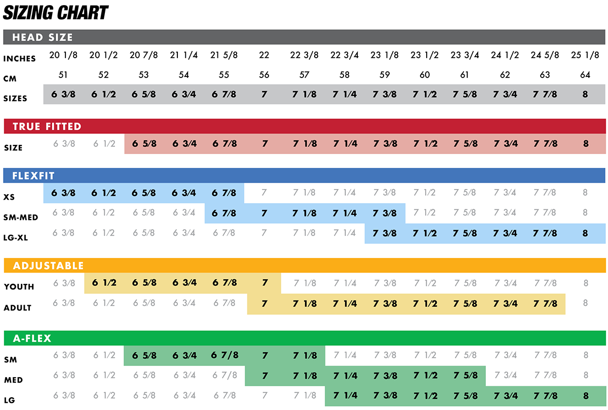 Pacific Headwear Sizing Chart