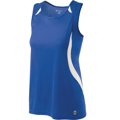 Holloway Ladies Sprint Slim Fit Singlet (221346-C), Color 'Royal/White'