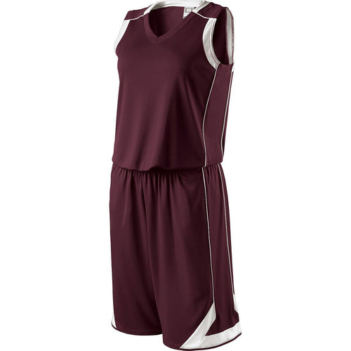 Holloway Ladies Carthage Basketball Jersey (224362-C), Color 'Dark Maroon/White'