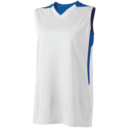 Russell Athletic Ladies Half Court Jersey (332412-C), Color 'White/Royal'