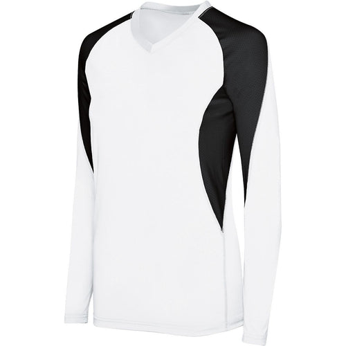 High Five Girls Long Sleeve Court Jersey (342183), Color 'White/Black'
