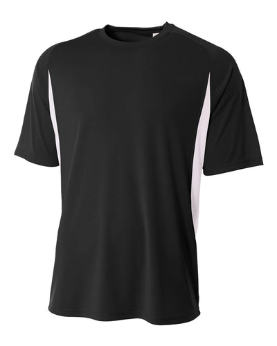A4 Cooling Performance Color Blocked Short Sleeve Crew, Sizes 2XL-4XL (N3181), Color 'Black/White'