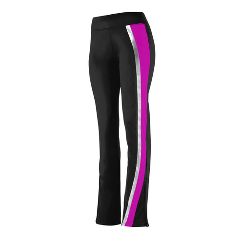Augusta Sportswear Ladies Aurora Pant (7737-C), Color 'Black/Power Pink/Metallic Silver'