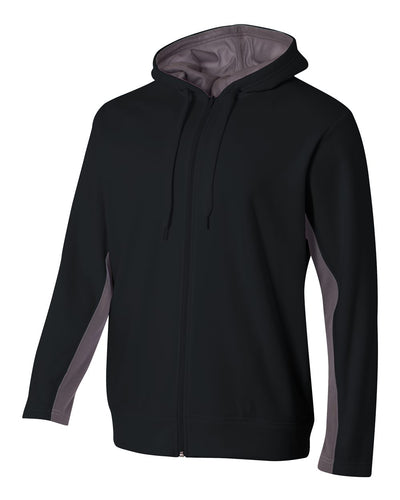 A4 Full Zip Color Block Fleece Hoodie