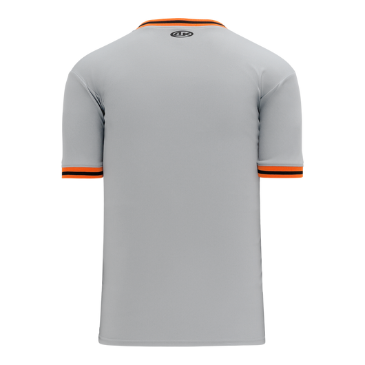 Athletic Knit V-Neck Baseball Jersey with Knitted Trim | Baseball | In-Stock | V-Neck | Jerseys 111 Grey/Orange/Black