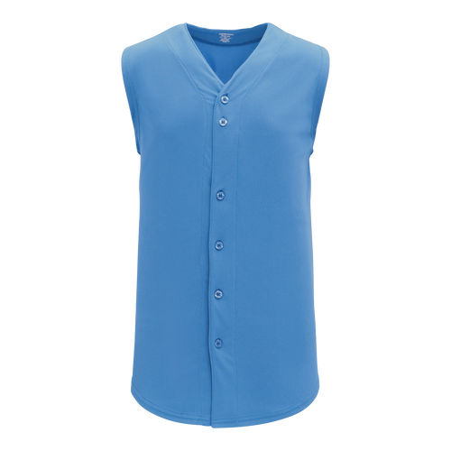 Athletic Knit Full Button Sleeveless Baseball Jersey (BA1812), Color '018 Sky'