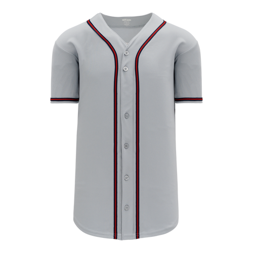 Athletic Knit Full Button Baseball Jersey with Braided Trim (BA5500)