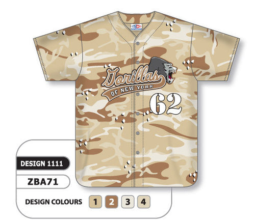 Athletic Knit Custom Sublimated Full Button Baseball Jersey Design 1111 (ZBA71-1111)