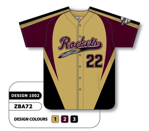 Athletic Knit Custom Sublimated Full Button Baseball Jersey Design 1002 (ZBA72-1002)