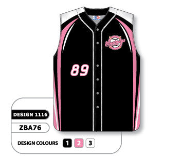 Athletic Knit Custom Sublimated Full Button Sleeveless Softball Jersey Design 1116 (ZSB76-1116)