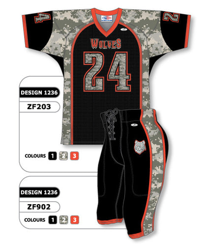 Athletic Knit Custom Sublimated Football Uniform Set Design 1236 (ZF203S-1236)