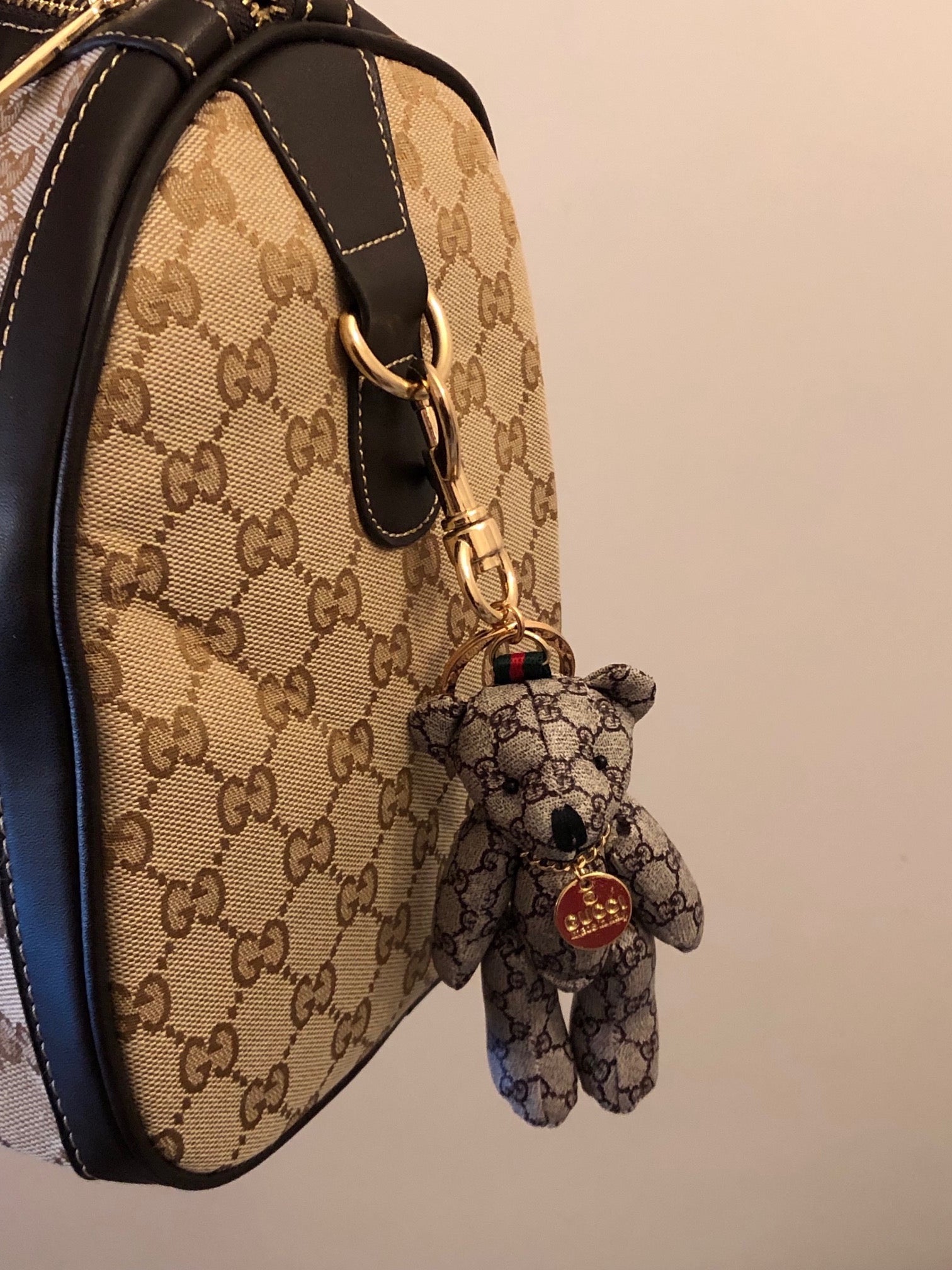 Gucci GG Monogram Teddy Bear Keychain 